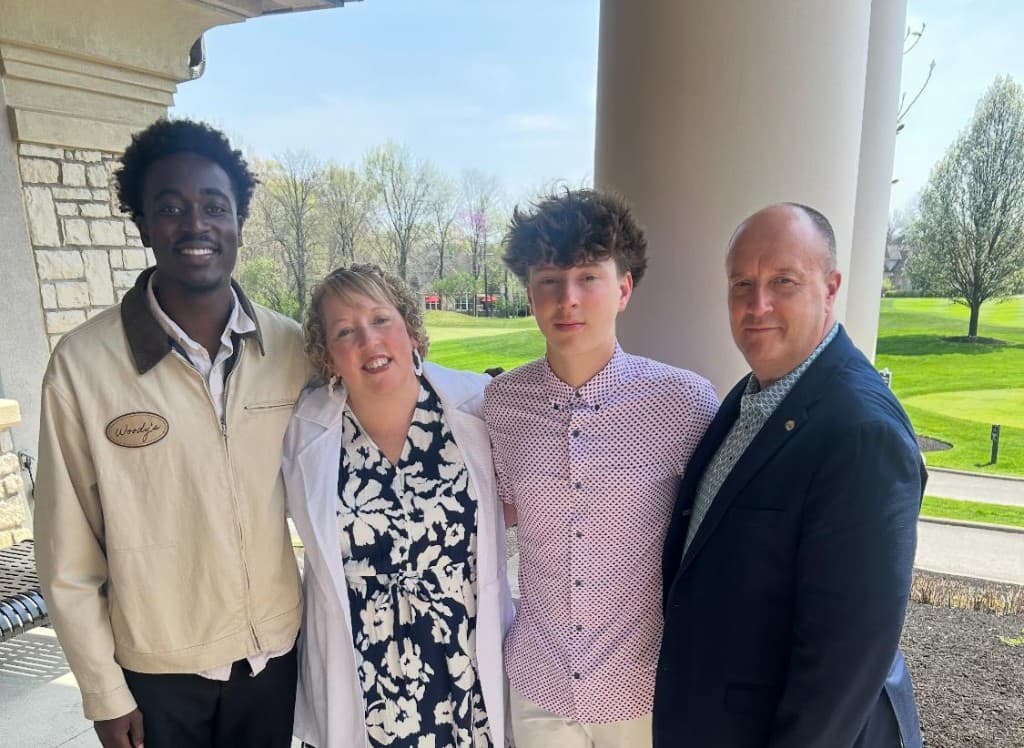 Mathew with Mount Vernon Nazarene University President Dr. Castleman, with his wife and son